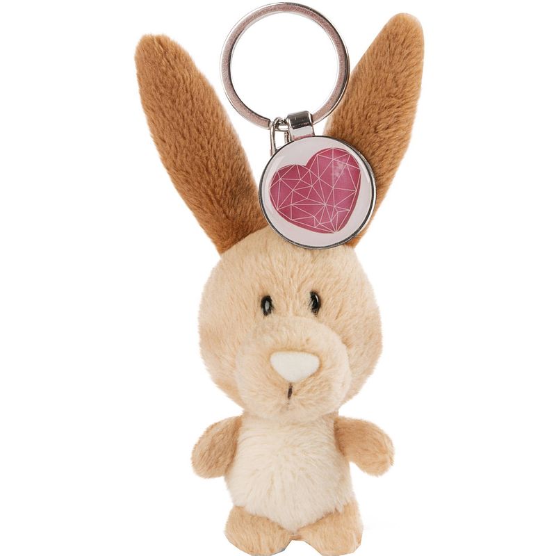 Foto van Nici sleutelhanger hart junior 7 cm pluche/polyester bruin/roze