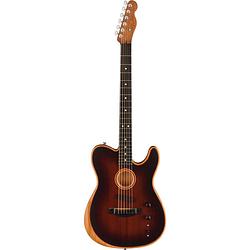 Foto van Fender american acoustasonic telecaster all-mahogany bourbon burst eb elektrisch-akoestische gitaar met gigbag