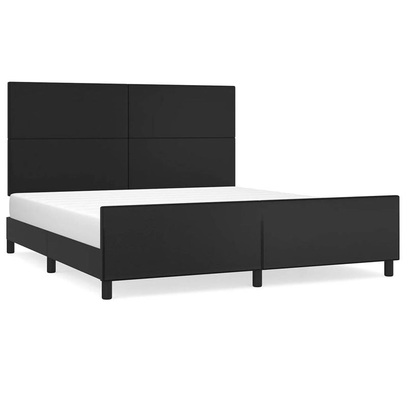 Foto van The living store bedframe - bedframe - 203 x 186 x 118/128 cm - kunstleer - zwart