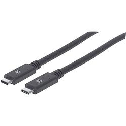 Foto van Manhattan usb-kabel usb 3.2 gen1 (usb 3.0 / usb 3.1 gen1) usb-c stekker, usb-c stekker 2.00 m zwart 354905