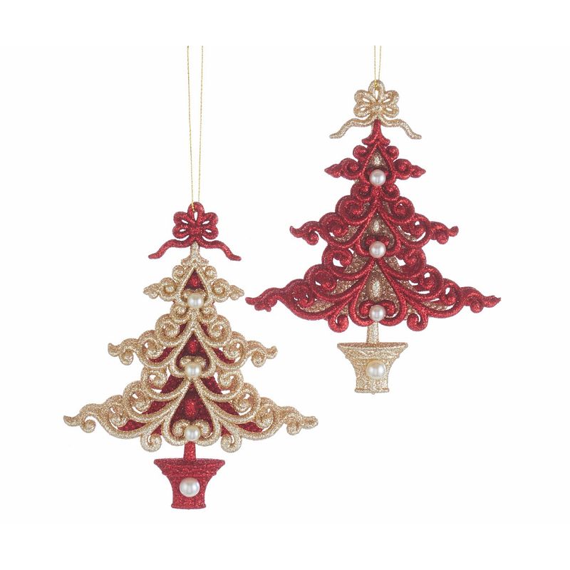 Foto van Kurt s. adler - acrylic ruby red & platinum christmas tree ornament assorted