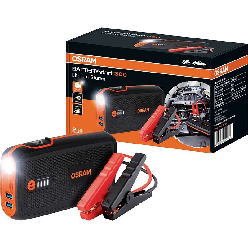 Foto van Osram auto batterystart 300 obsl300 snelstartsysteem starthulpstroom: 300 a