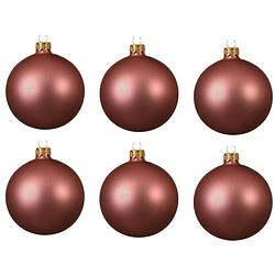 Foto van 6x glazen kerstballen mat oud roze 8 cm kerstboom versiering/decoratie - kerstbal