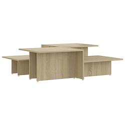 Foto van The living store salontafels 2 st 111-5x50x33 cm bewerkt hout sonoma eikenkleur - tafel