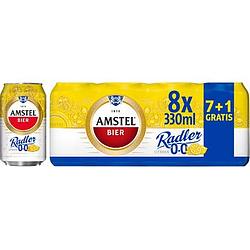 Foto van Amstel radler citroen 0.0% alcoholvrij blik 7+1 x 330ml bij jumbo