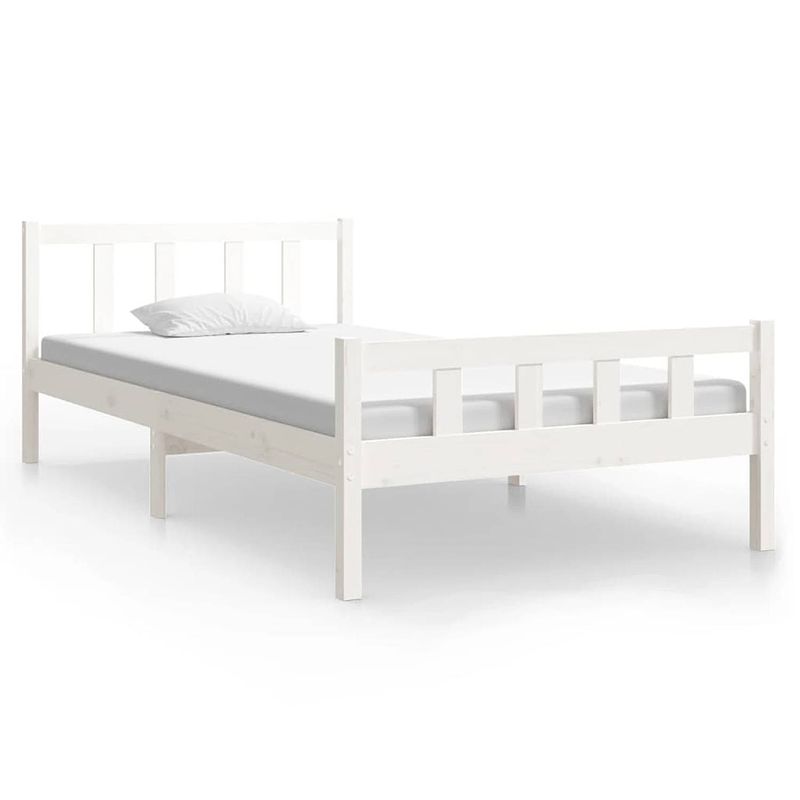 Foto van The living store bedframe - grenenhout - wit - 205.5 x 95.5 x 69.5 cm - geschikt voor matras 90 x 200 cm