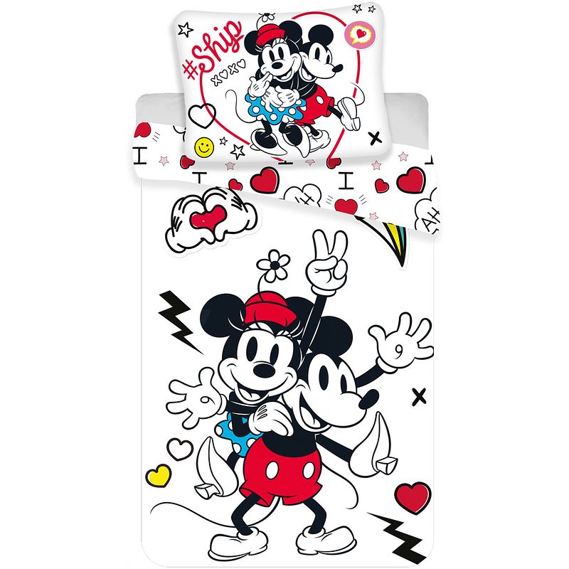 Foto van Disney minnie mouse retro heart dekbedovertrek - eenpersoons - 140 x 200 cm - multi