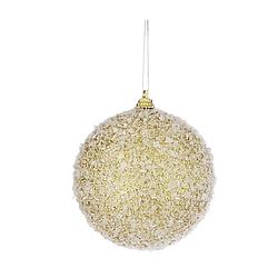 Foto van Kerstboomversiering gouden kerstballen met glitter 8 cm - kerstbal