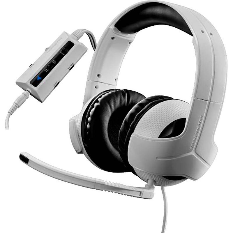 Foto van Thrustmaster y-300cpx over ear headset kabel gamen stereo wit, zwart volumeregeling, microfoon uitschakelbaar (mute)