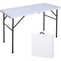 Foto van Goliving inklapbare tafel - klaptafel - campingtafel - vouwtafel buiten - 122 x 60 x 74 cm - wit