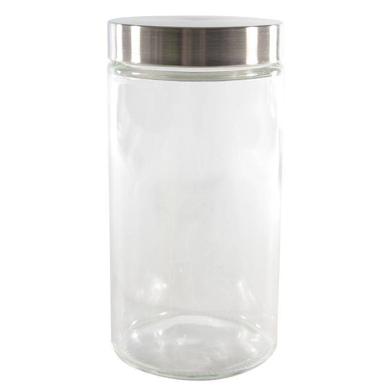 Foto van Voorraadpot/bewaarpot 1700 ml glas met rvs deksel - voorraadpot