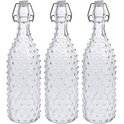 Foto van 3x glazen decoratie flessen transparant met beugeldop 1000 ml - drinkflessen