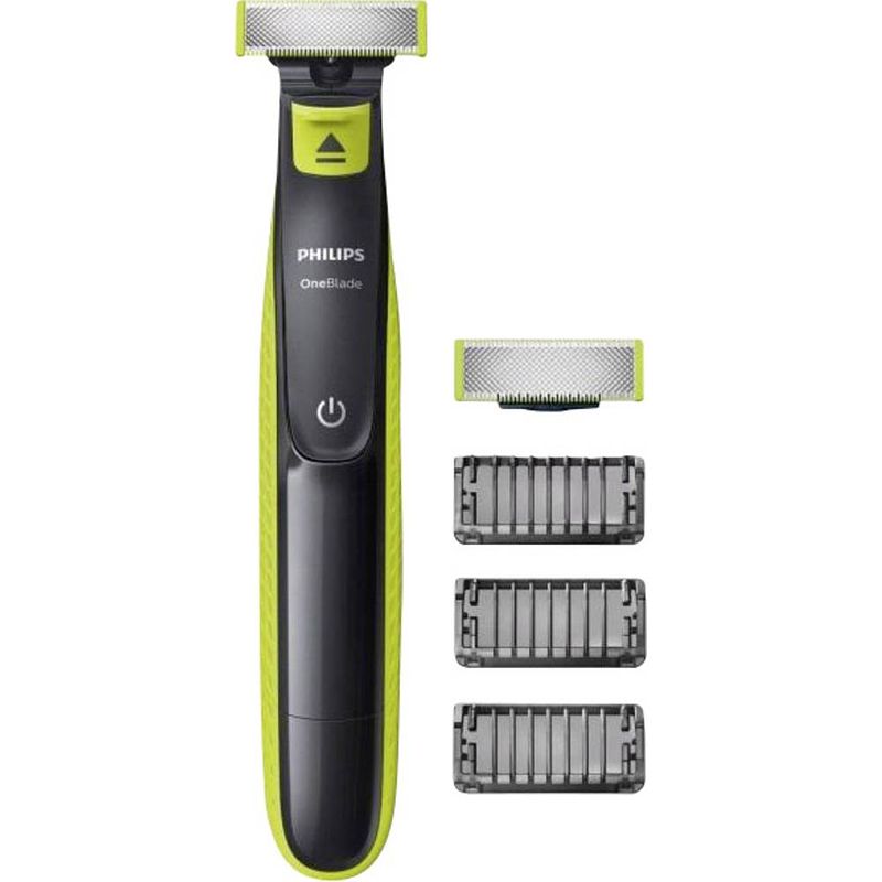 Foto van Philips oneblade qp2520/30 scheerapparaat, baardtrimmer afspoelbaar lichtgroen, donkergrijs