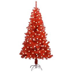 Foto van Vidaxl kunstkerstboom met led's en standaard 120 cm pvc rood