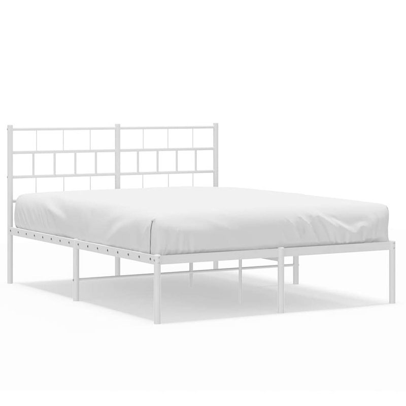 Foto van Vidaxl bedframe met hoofdbord metaal wit 120x200 cm