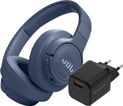 Foto van Jbl tune 770nc blauw + bluebuilt quick charge oplader met usb a poort 18w zwart