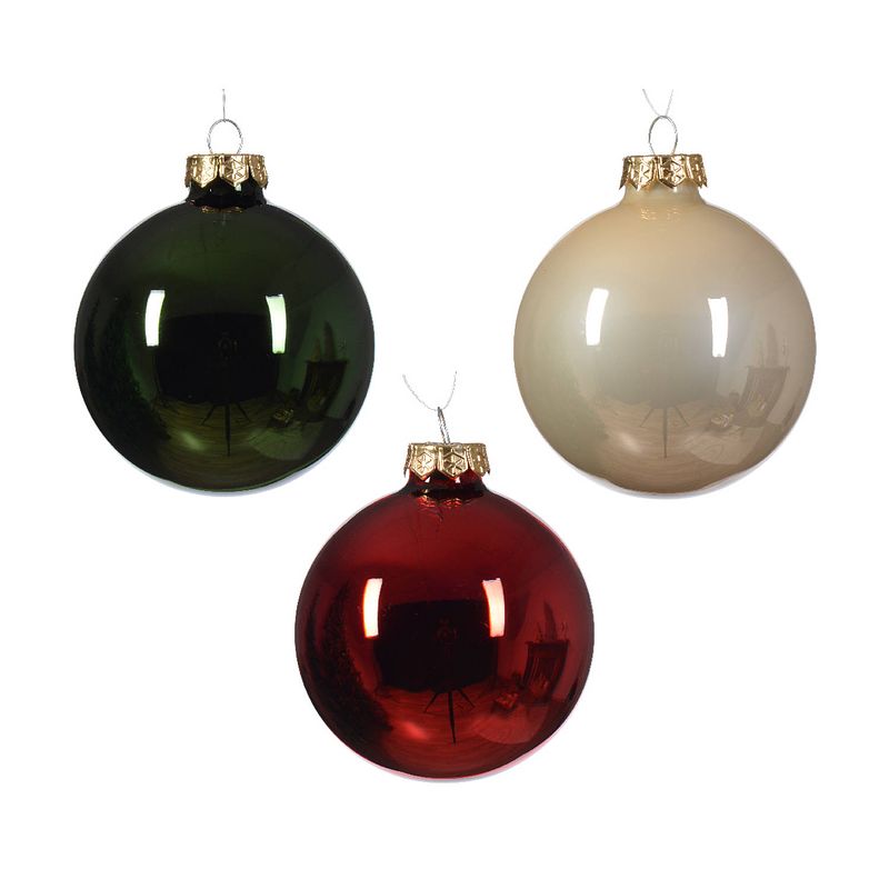 Foto van Decoris - kerstbal glas d8 cm groen/rood 16st kerst