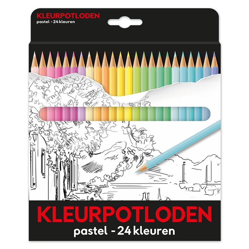 Foto van Verhaak potloden pastel 2 mm junior hout 24 stuks