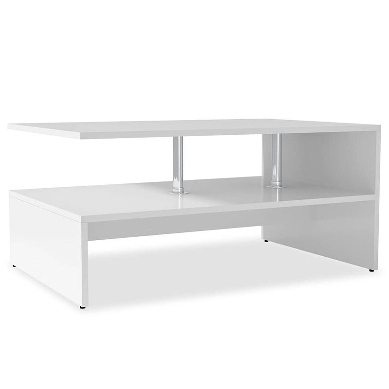 Foto van The living store salontafel modern - spaanplaat - 90 x 59 x 42 cm - opbergruimte + montageset