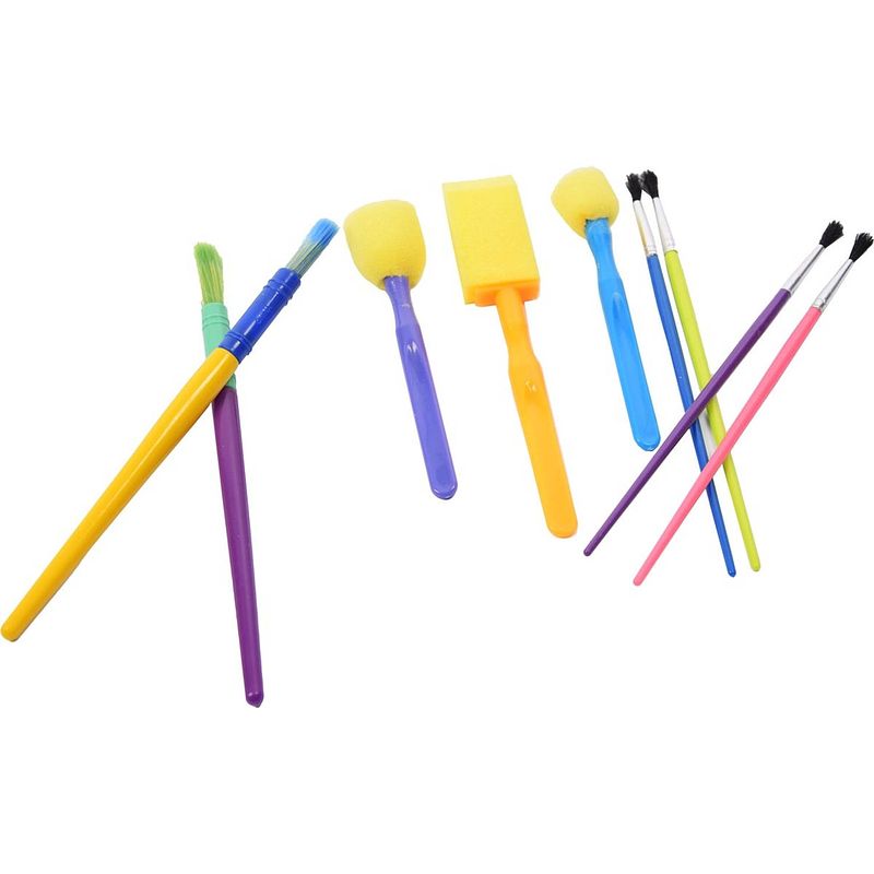 Foto van Spons schilderkwast - painting brush set - schilderen verf kwasten - verschillende soorten knutselkwasten 9 stuks -