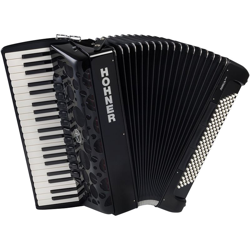 Foto van Hohner amica forte iv 120 zwart, silent key accordeon