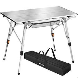 Foto van Tectake® - aluminium campingtafel kampeertafel - opvouwbaar - in hoogte verstelbaar - incl. zilverkleurig - 404982
