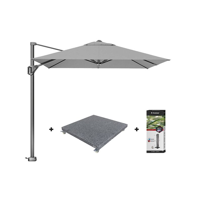 Foto van Platinum voyager zweefparasol t1 2.5x2.5 m. - light grey + voet + hoes