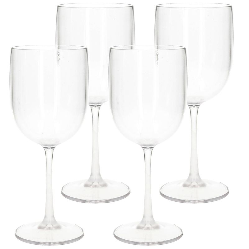 Foto van 4x stuks onbreekbaar wijnglas transparant kunststof 48 cl/480 ml - wijnglazen