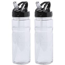 Foto van 2x transparante drinkfles/waterfles 650 ml - drinkflessen