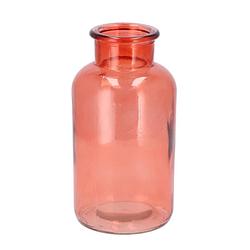 Foto van Dk design bloemenvaas melkbus fles - helder glas koraalroze - d10 x h20 cm - vazen