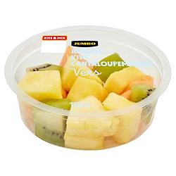 Foto van Jumbo fruitstukjes ananas, kiwi & cantaloupemeloen 150g