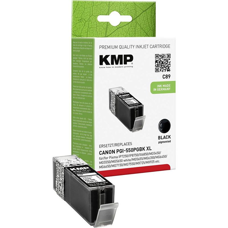 Foto van Kmp inkt vervangt canon pgi-550bk, pgi-550bk xl compatibel zwart c89 1518,0001