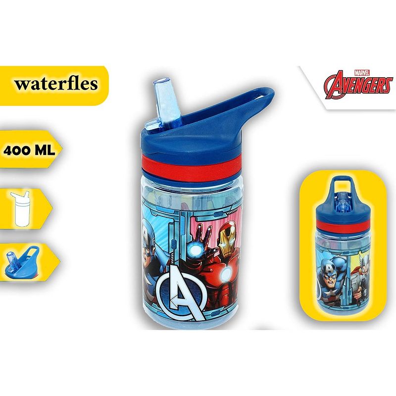 Foto van Avengers drinkfles tritan 400 ml - kinderen waterfles met rietje