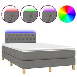 Foto van The living store boxspring bed - donkergrijs - 203 x 120 x 78/88 cm - led-verlichting - pocketvering matras -