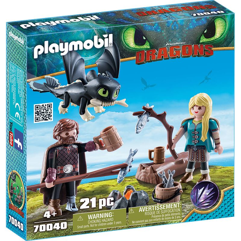 Foto van Playmobil dragons hikkie en astrid met babydraak 70040