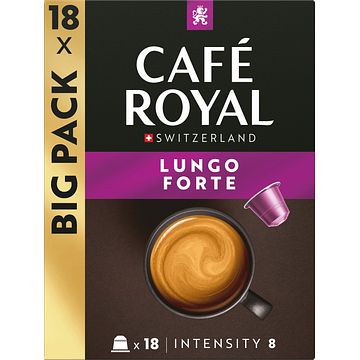 Foto van Cafe royal xl box lungo forte 18 capsules 99g bij jumbo