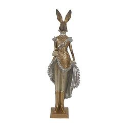 Foto van Clayre & eef decoratie beeld konijn 11*8*33 cm goudkleurig kunststof decoratief figuur paashaas woonaccessoires