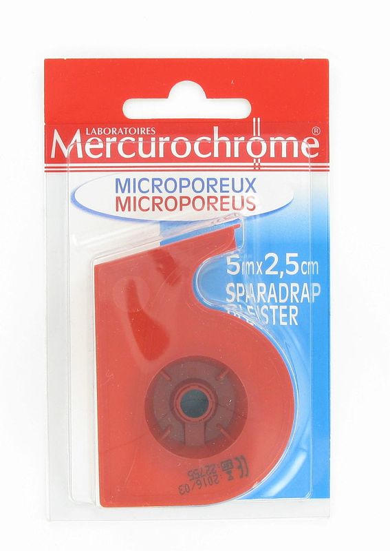 Foto van Mercurochrome pleisters microporeus 5mx2,5cm