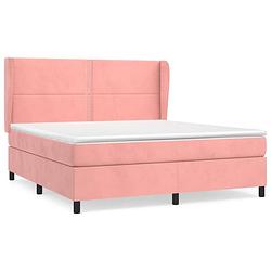 Foto van Vidaxl boxspring met matras fluweel roze 180x200 cm