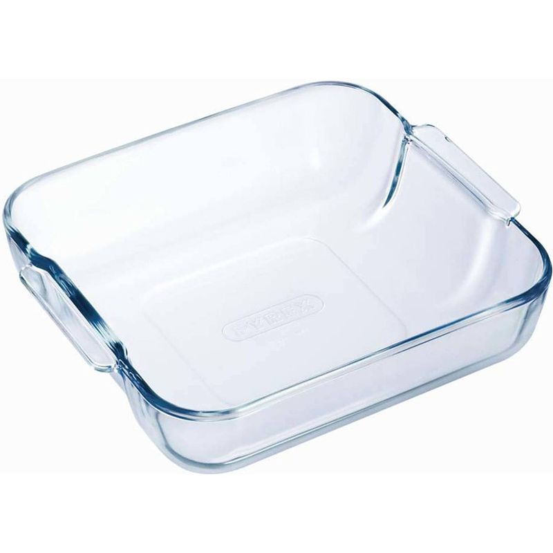 Foto van 2x glazen ovenschaal 1,2 liter 21 x 21 x 6,5 cm en 2,6 liter 35 x 23 x 5 cm - ovenschotel schalen ? bakvorm