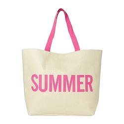 Foto van Strandtas wilma summer - beige/roze - 53x15x38 cm