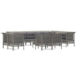 Foto van Vidaxl 13-delige loungeset met kussens poly rattan grijs