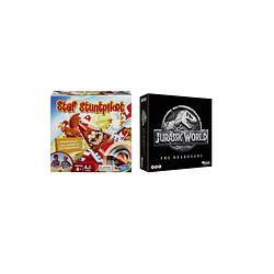 Foto van Spellenset - bordspel - stef stuntpiloot & jurassic world the boardgame