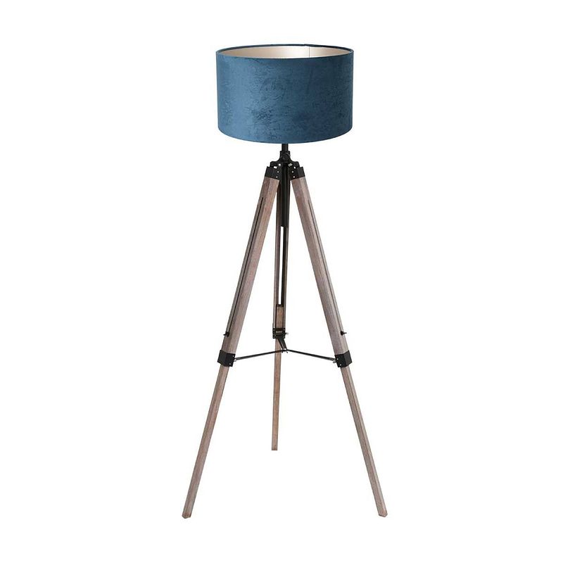 Foto van Mexlite triek vloerlamp - ø 75 cm - e27 (grote fitting) - blauw en hout en zwart