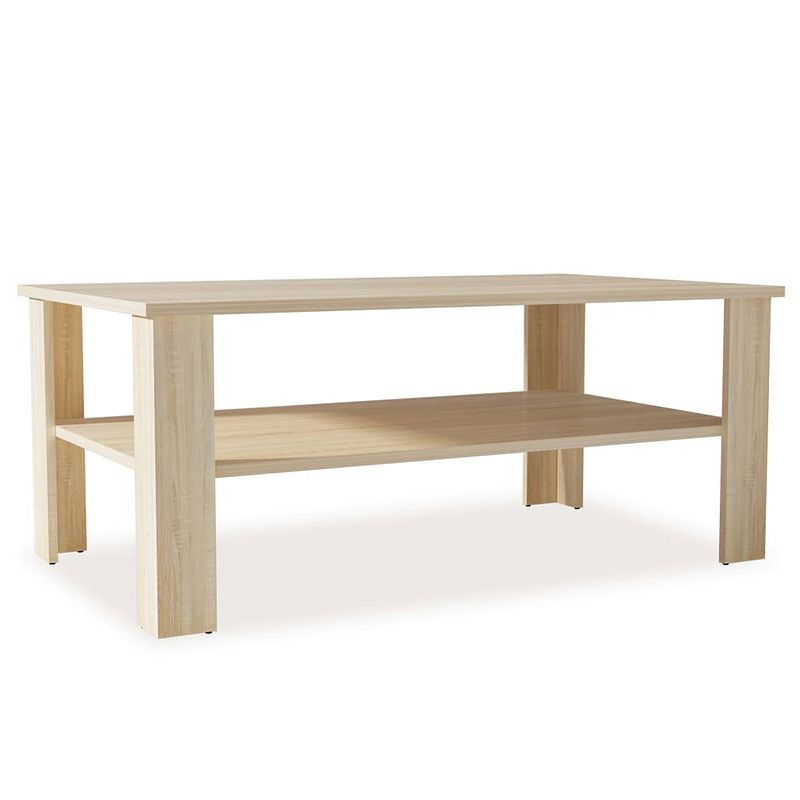 Foto van The living store salontafel - hout - 100 x 59 x 42 cm - eiken