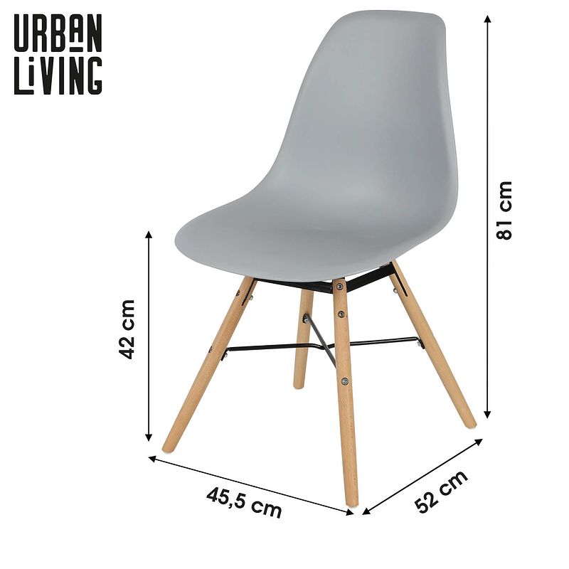 Foto van Urban living - jena stoelen lichtgrijs met hout/metalen onderstel - set van 4