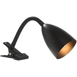 Foto van Bureaulamp knijper zwart metaal e14 35xø9 cm - leen bakker