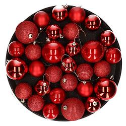 Foto van Kerstversiering set kerstballen rood 6 - 8 cm - pakket van 36x stuks - kerstbal