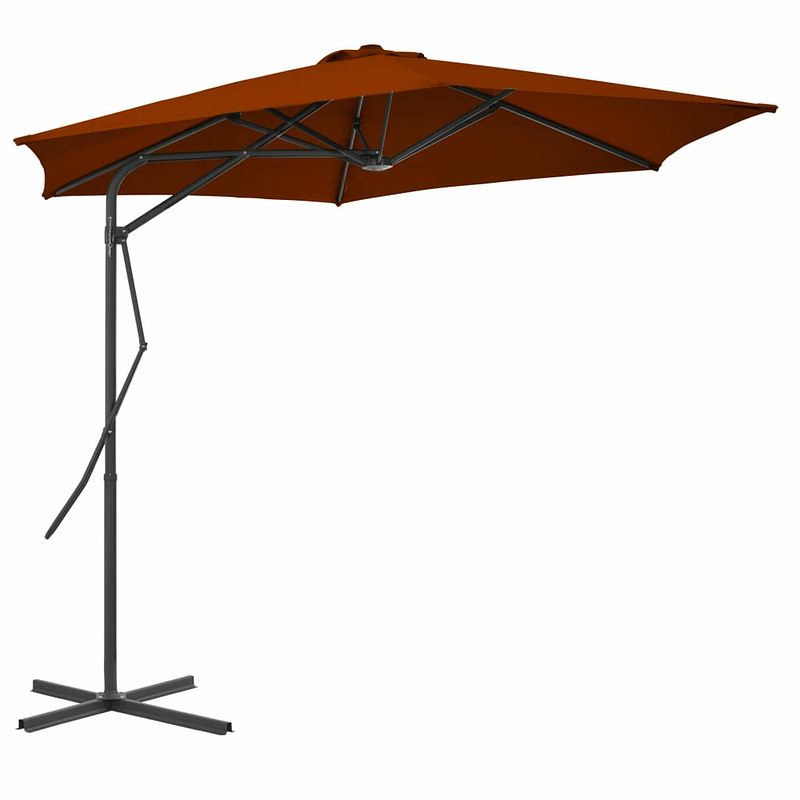 Foto van Vidaxl parasol met stalen paal 300x230 cm terracottakleurig