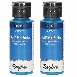 Foto van 2x blauwe stoffenverf 34 ml decoart - hobbyverf